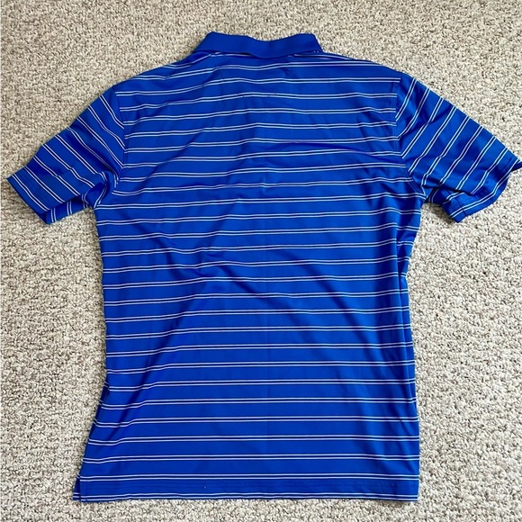 Masters Tech Blue Stripe Golf Polo Shirt Men’s Large Augusta National Logo EUC - Picture 2 of 4